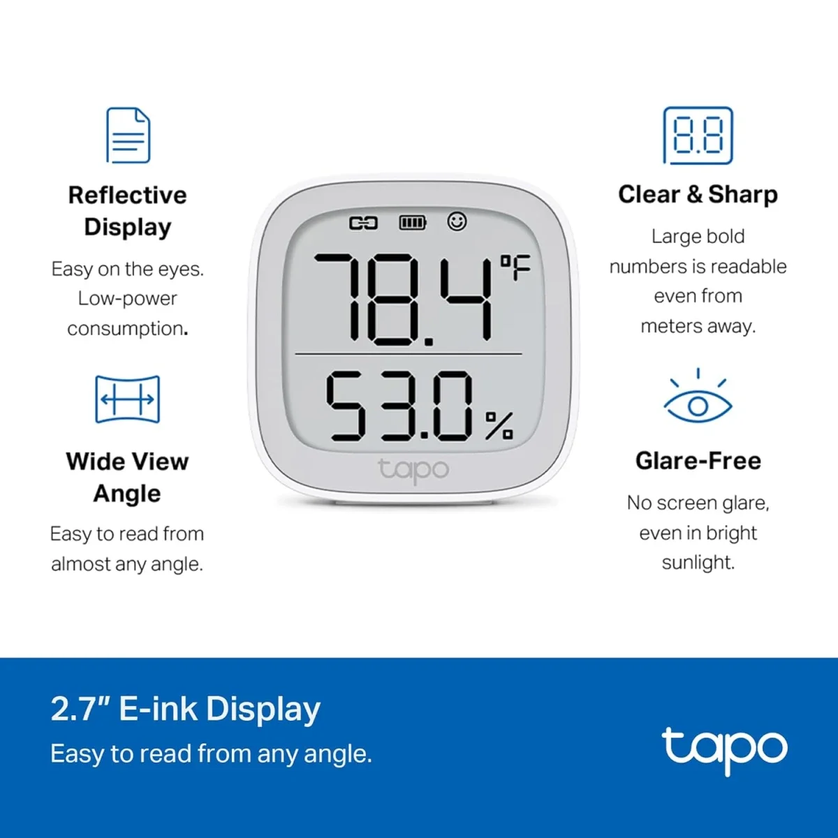 TP-LINK Tapo T315 Smart Temperature & Humidity Monitor with 2.7-Inch E-Ink Display - Thumbnail 3