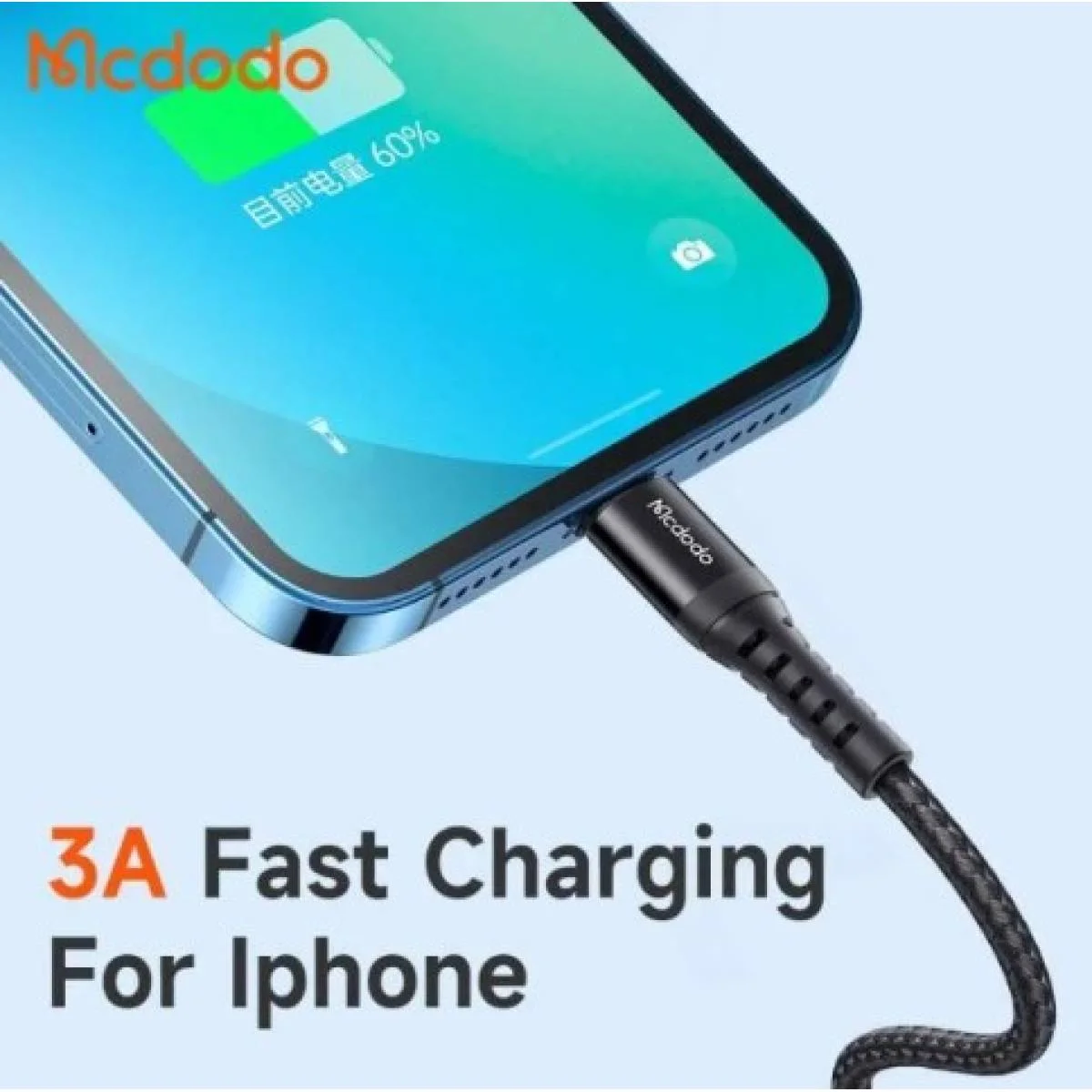 Mcdodo USB-A to Lightning Data & Charging Cable 18W 1m Black - Thumbnail 5
