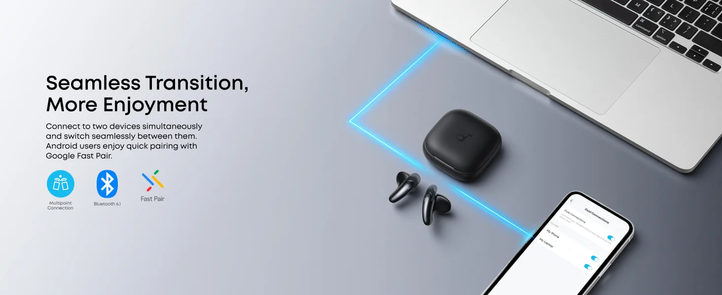 سماعات أذن Anker Soundcore Liberty لاسلكية بتقنية Bluetooth وعزل ضوضاء تكيفي، تشغيل حتى 30 ساعة - أسود - Thumbnail 25