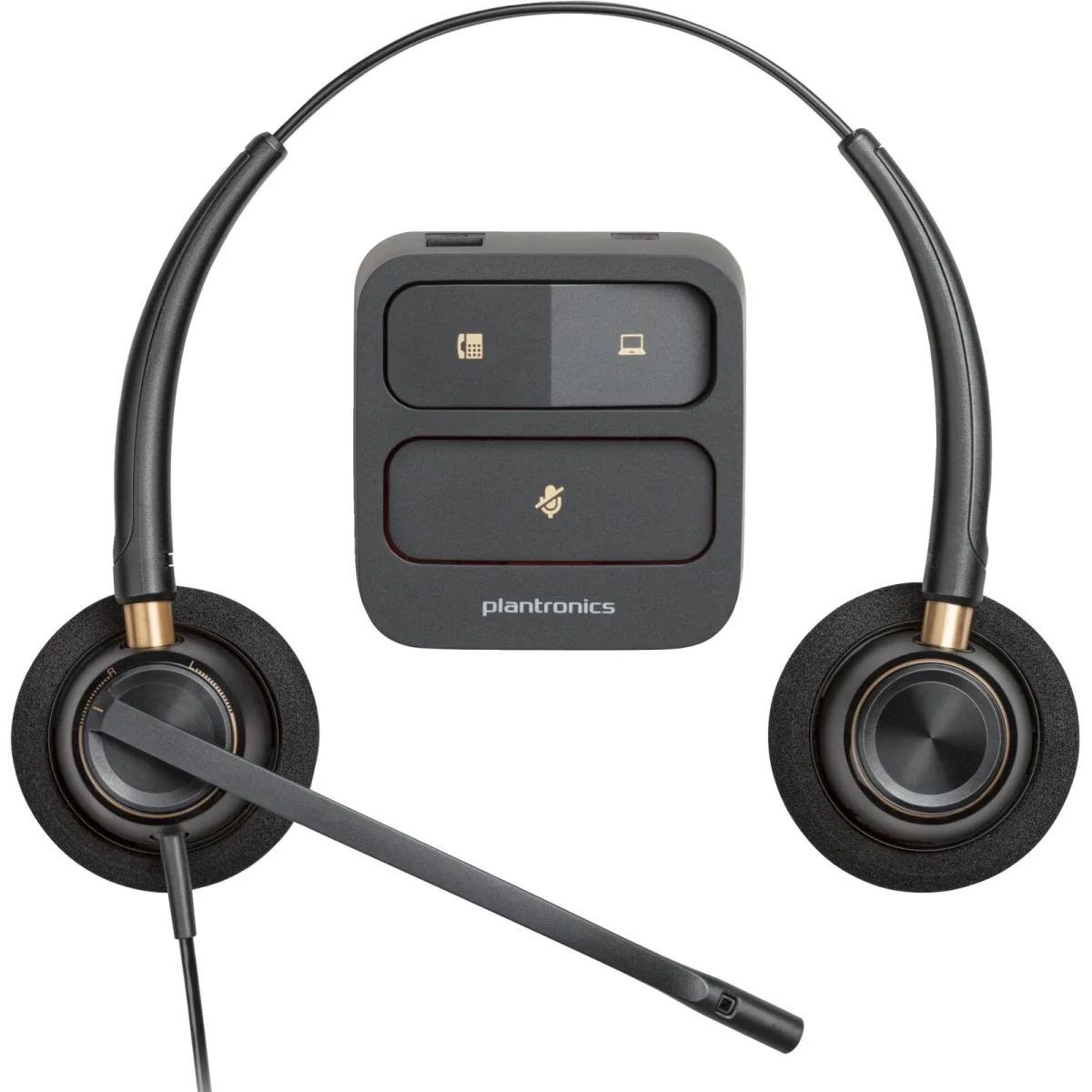 سماعة رأس Poly EncorePro HW520 سلكية ثنائية الأذن مع فصل سريع، مكبرات 5.6 مم، ميكروفون محيطي، أسود - Thumbnail 4