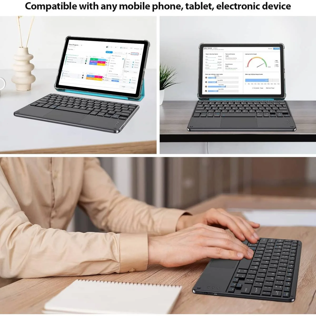 لوحة مفاتيح BlackView K1 بلوتوث مع لوحة لمس وتخطيط QWERTY لأجهزة iOS وAndroid وWindows - Image 4