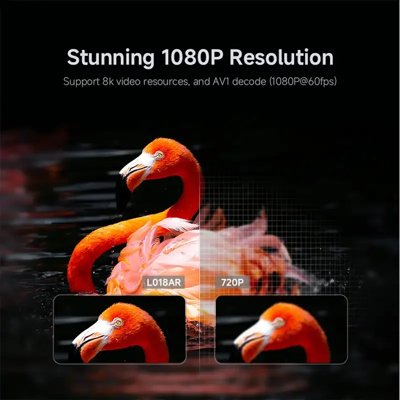بروجكتر No-Brand L018 (L018AR) بتقنية LCD، دقة 1080p، سطوع 380 ANSI لومن، واي فاي وبلوتوث وبث شاشة، مدخل HDMI ومخرج صوت، تخزين 8GB ورام 1GB، Android 14 - Thumbnail 5