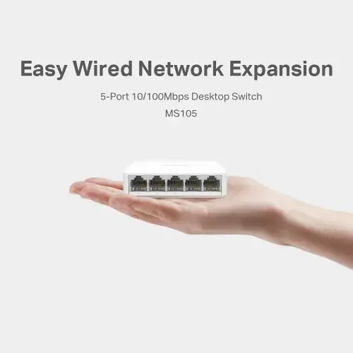 سويتش مكتبي MERCUSYS MS105 بخمسة منافذ بسرعة 10/100Mbps - Image 4