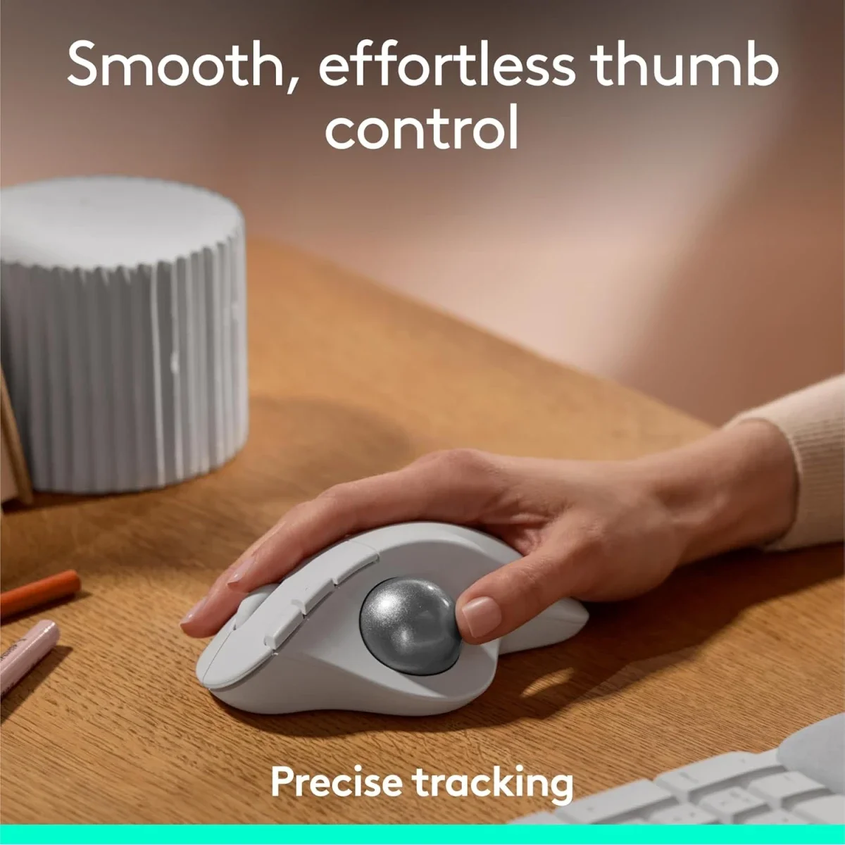 Logitech ERGO M575S Wireless Trackball Mouse - White - Thumbnail 2