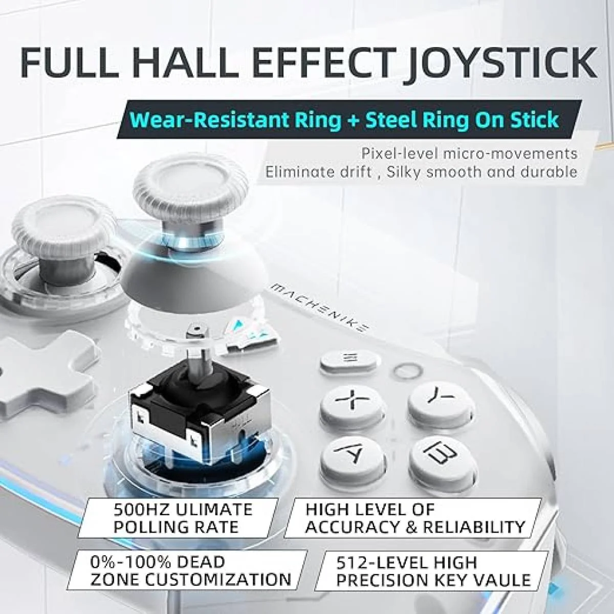 MACHENIKE G5 Pro Wireless Gaming Controller with Hall Effect Joysticks, RGB Lights - Black - Thumbnail 2