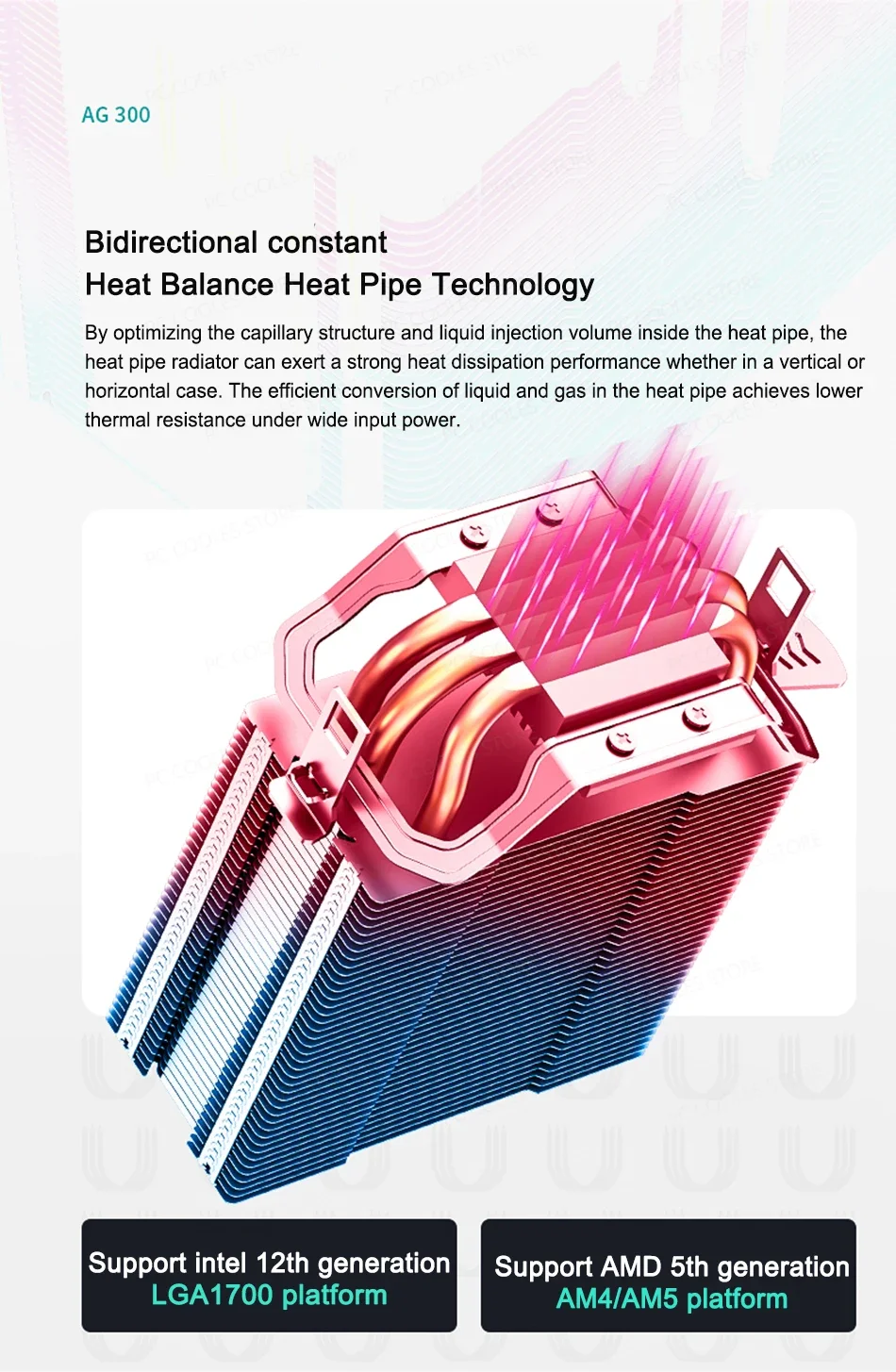 DeepCool GAMMAXX AG300 CPU Air Cooler with 3 Heatpipes and PWM Fan for Intel & AMD - Image 9