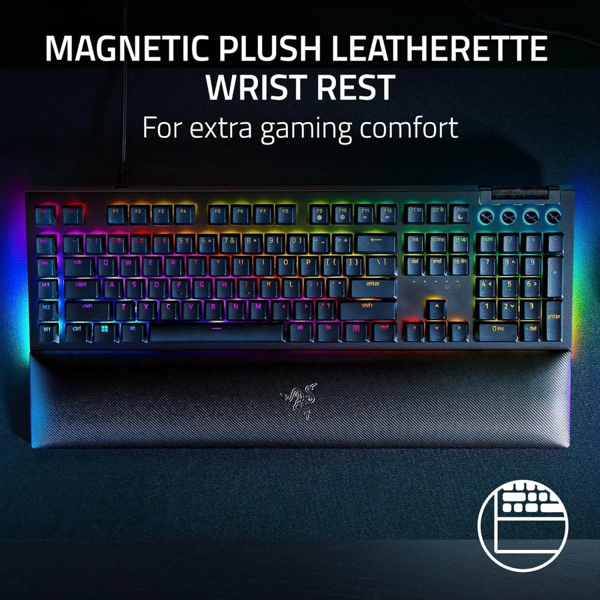 كيبورد ألعاب Razer BlackWidow V4 ميكانيكي بمفاتيح صفراء - أسود - Thumbnail 5