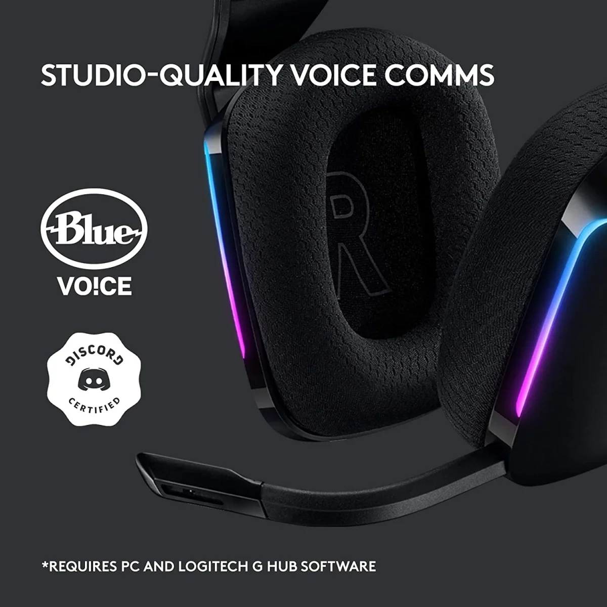 سماعة ألعاب Logitech G733 لاسلكية بتقنية LIGHTSPEED وإضاءة LIGHTSYNC RGB وميكروفون Blue VO!CE، أسود - Thumbnail 8