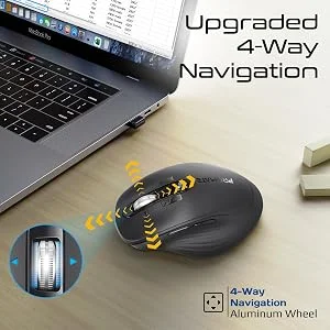 Promate SamoTri Tri-Mode Wireless Mouse, Bluetooth 5.0, 2.4GHz, 3200 DPI, Black - Thumbnail 13