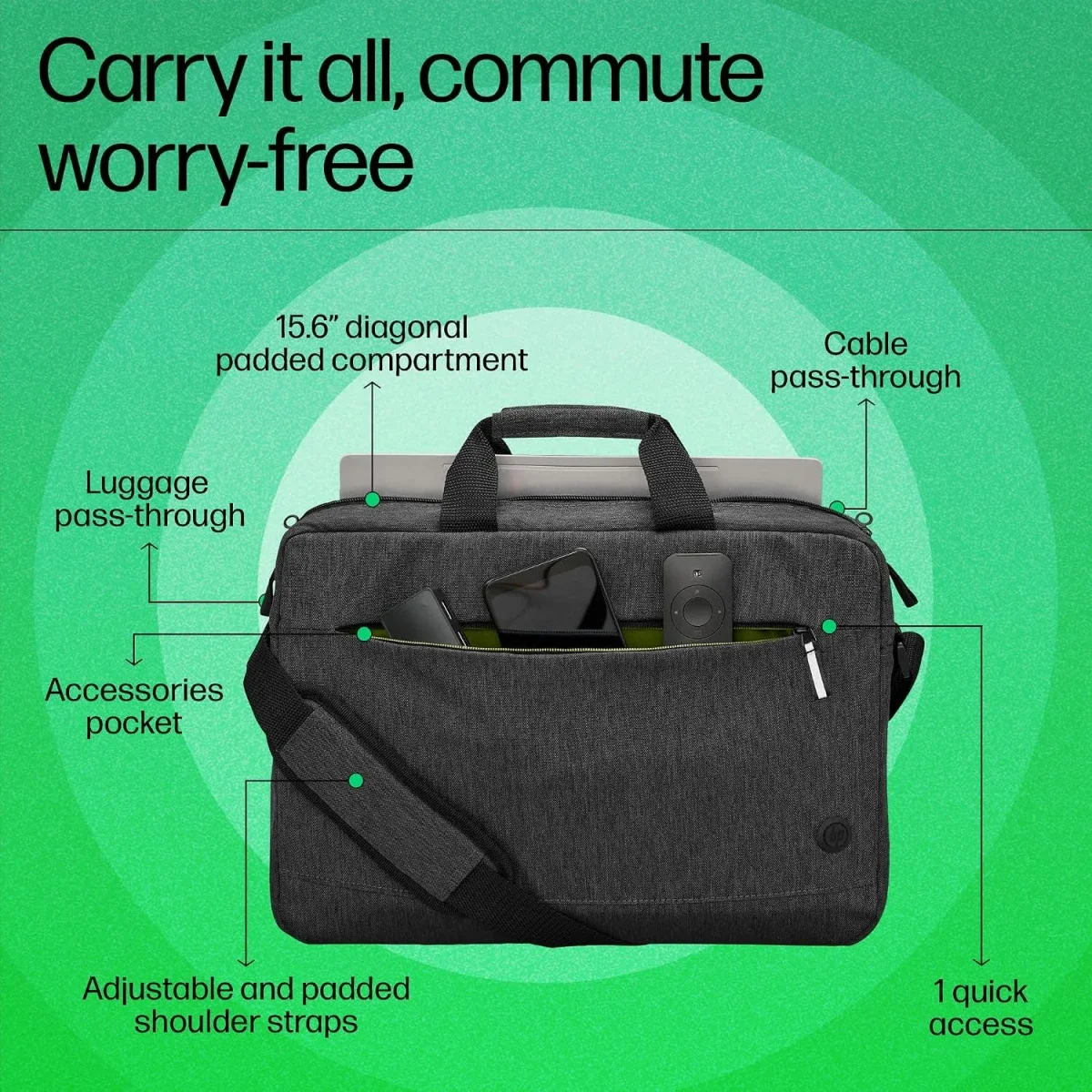 HP Prelude Pro 15.6-inch Recycled Top Load Laptop Bag - Charcoal - Image 2