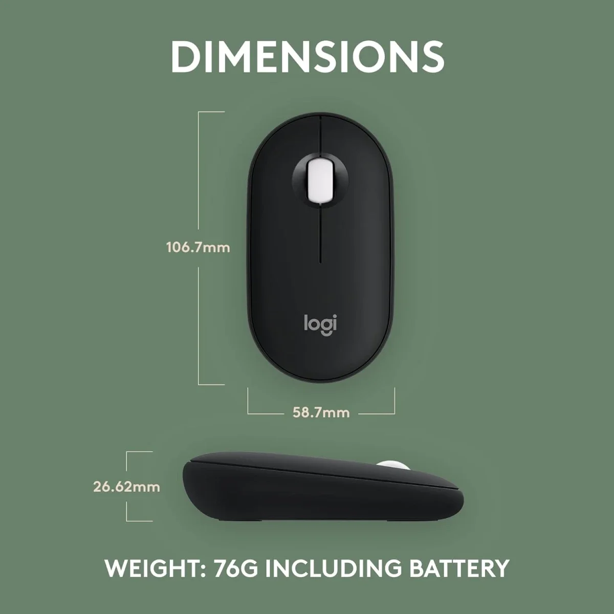 Logitech M350s Pebble 2 Slim Bluetooth Mouse - Black - Thumbnail 7