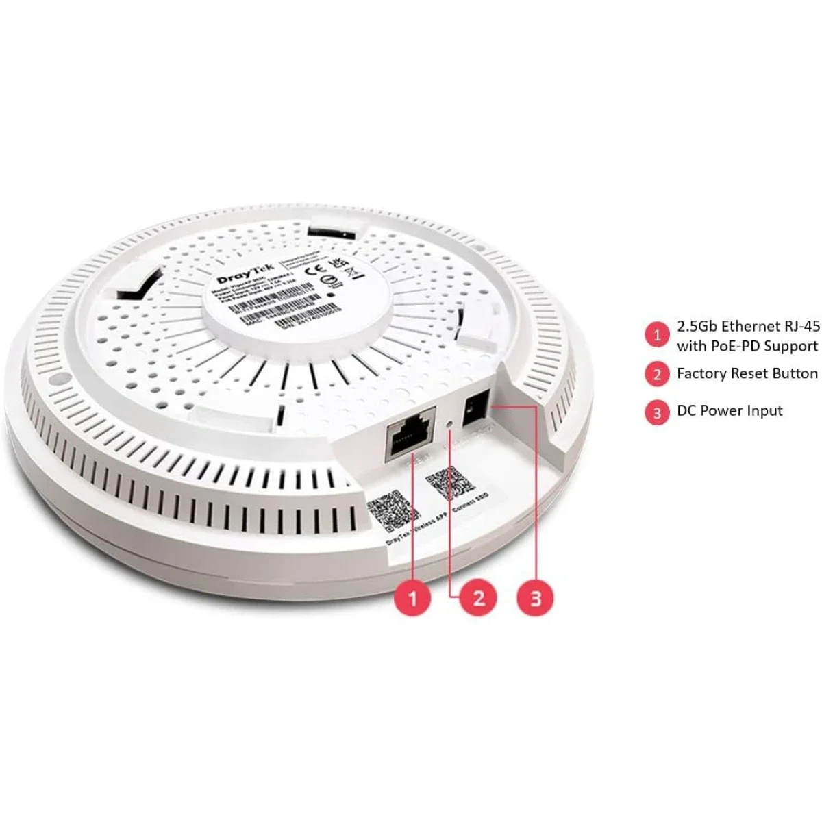 جهاز لاسلكي لتوسيع وتحسين نطاق الانترنت DrayTek VigorAP 962C ثنائية النطاق AX3000 Wi‑Fi 6 مع Mesh ووصلة uplink بسرعة 2.5Gb PoE - Image 5