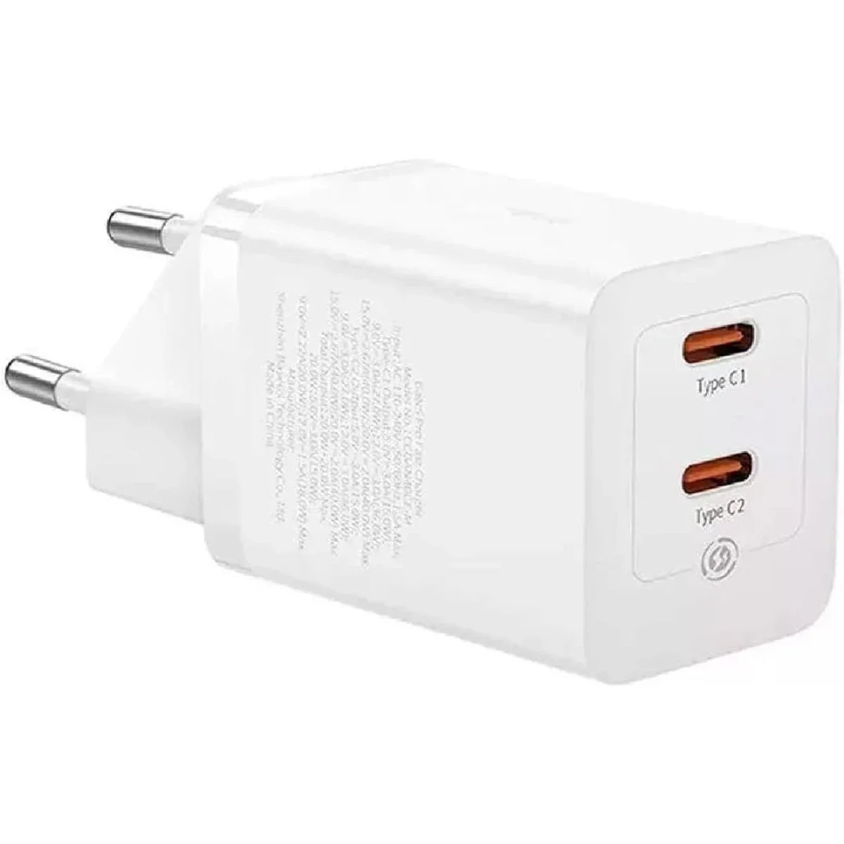 شاحن Baseus GaN5 Pro سريع GaN بقدرة 40 واط ومنفذي USB-C وقابس أوروبي، أبيض - Thumbnail 3