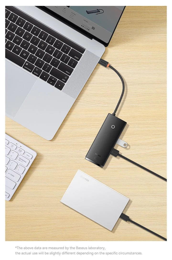محطة إرساء وموزع Type-C Baseus Lite Series 6 منافذ HDMI وUSB 3.0 وPD وSD/TF باللون الأسود - Image 17