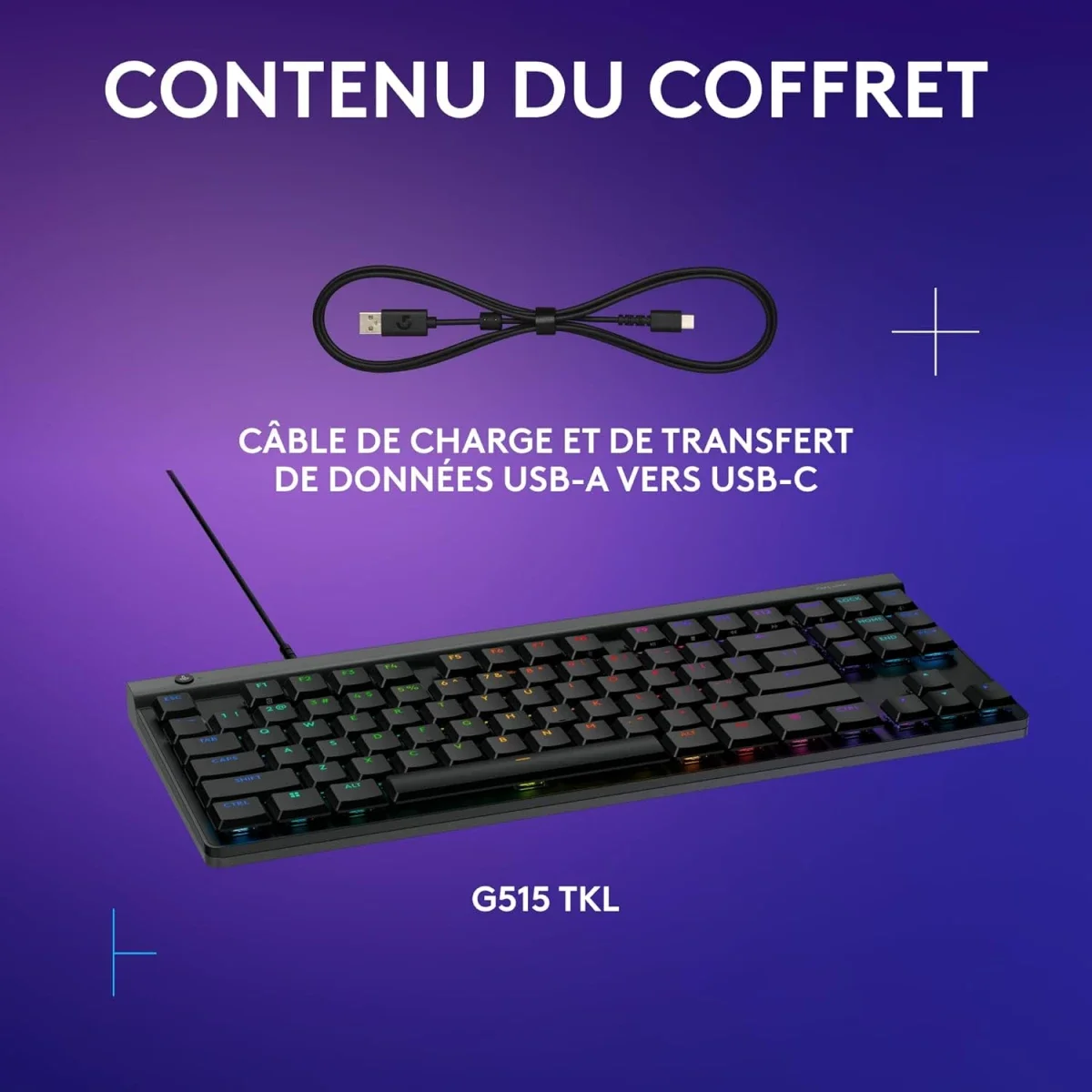 Logitech G515 LIGHTSPEED TKL Wireless Mechanical Gaming Keyboard, GL Tactile Switches, RGB, US QWERTY, Black - Thumbnail 8