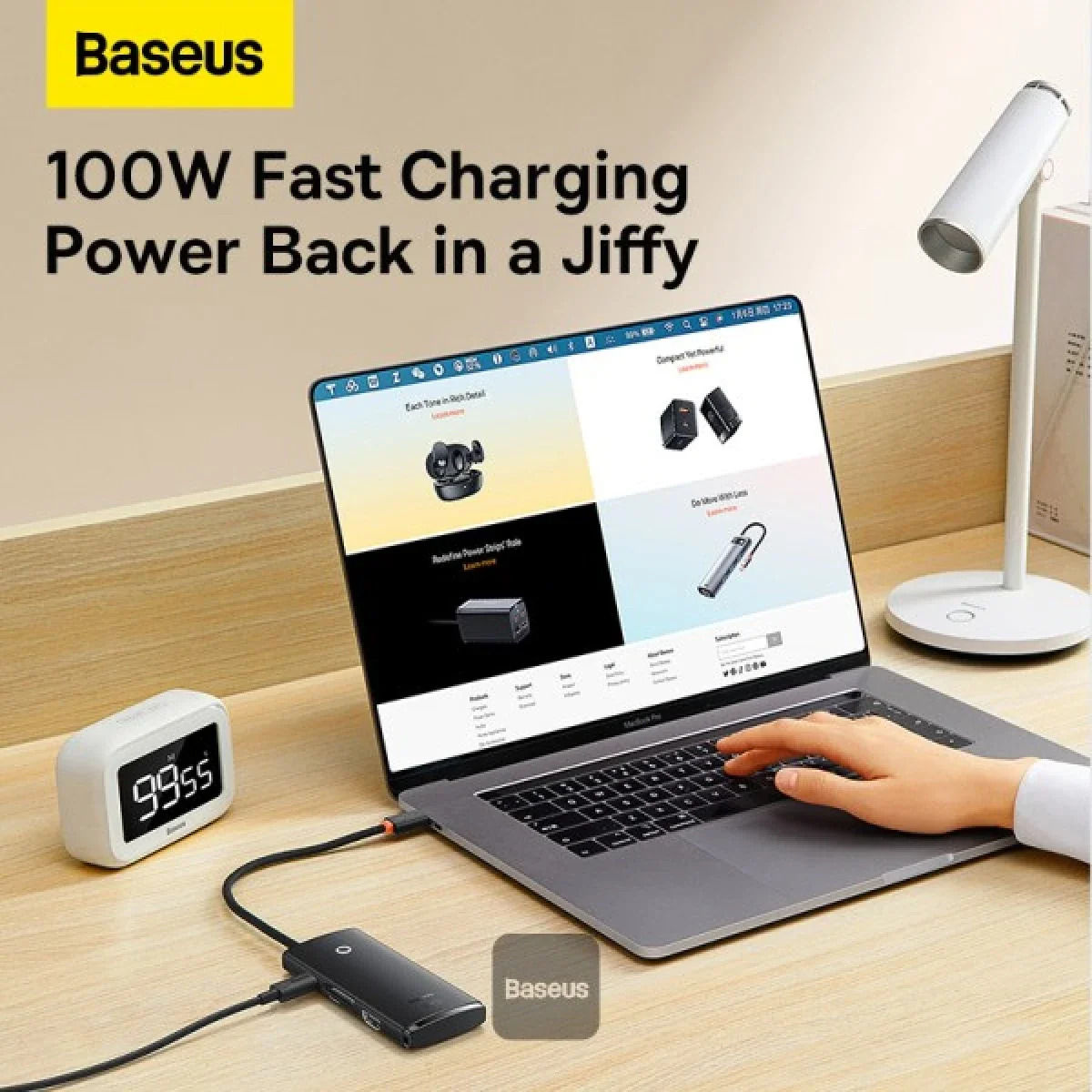 محطة إرساء وموزع Type-C Baseus Lite Series 6 منافذ HDMI وUSB 3.0 وPD وSD/TF باللون الأسود - Image 6