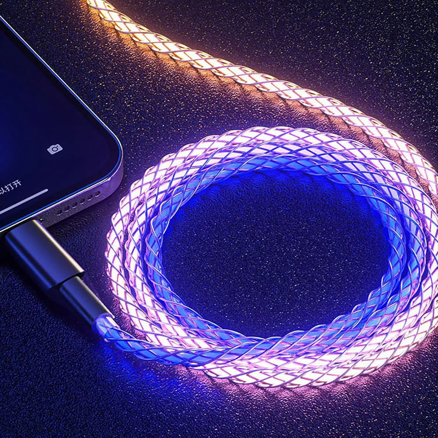 كيبل | سلك شحن ونقل بيانات مضيء | هوكو (Hoco U112) | من USB-A إلى Type-C بطول 1 متر - Image 2