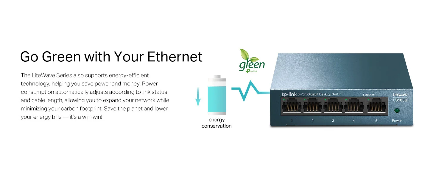 TP-LINK LS105G 5-Port Gigabit Desktop/Wall-Mount Ethernet Switch - Image 8