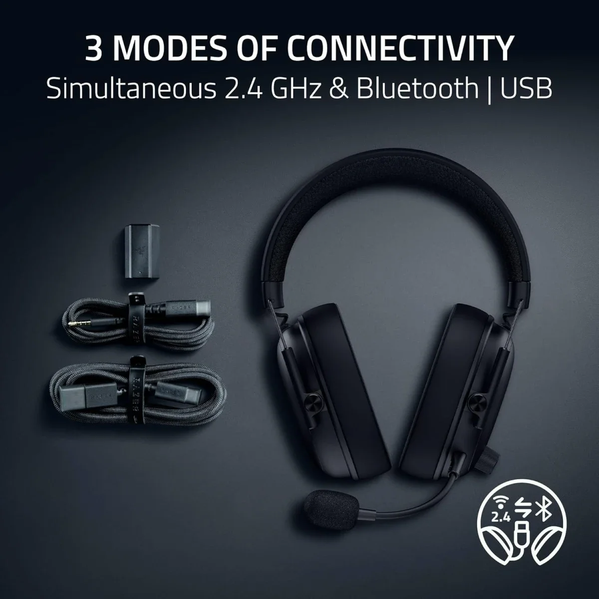 Razer BlackShark V3 Wireless Gaming Headset with 50mm Drivers, Super Wideband Mic & 70-Hour Battery - Black - Thumbnail 7