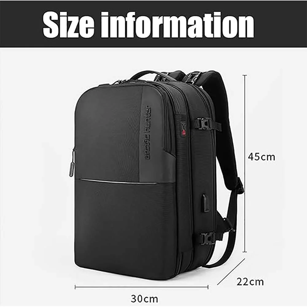 حقيبة ظهر للسفر Arctic Hunter B00382 قابلة للتحويل 3 في 1 - أسود - Image 10
