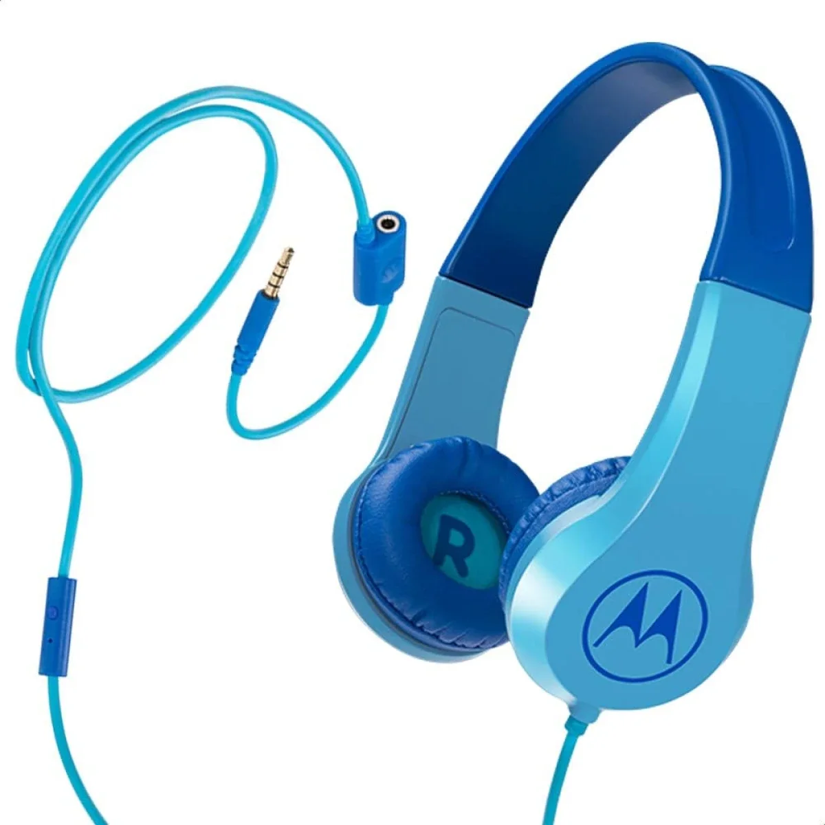 Motorola Squads 200 Kids Wired Headphones with 85 dB Safe Volume Limit, 3.5mm Aux, Blue