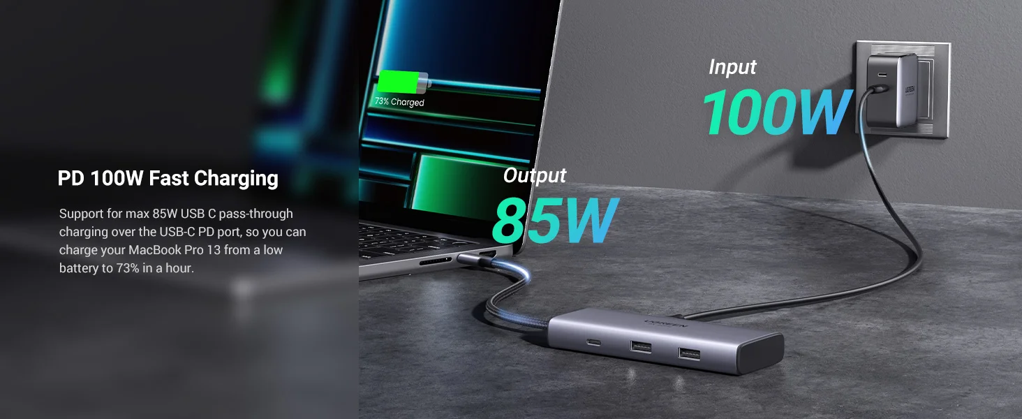 محطة إرساء USB-C 6 في 1 من Ugreen مع دقة مزدوجة 4K@60Hz و8K@30Hz و100W PD - Image 14