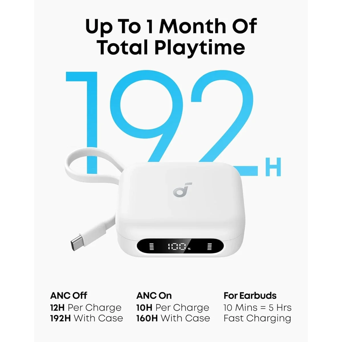 سماعات أذن Anker Soundcore P41i لاسلكية بعزل ضوضاء تكيفي مع علبة شحن 3000mAh، أبيض - Image 3