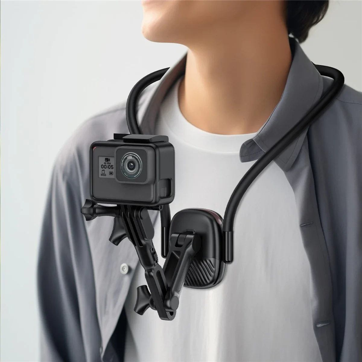 ACEFAST E32 Magnetic Neck Mount Phone Holder Adjustable Hands-Free Chest Stand - Black - Image 7