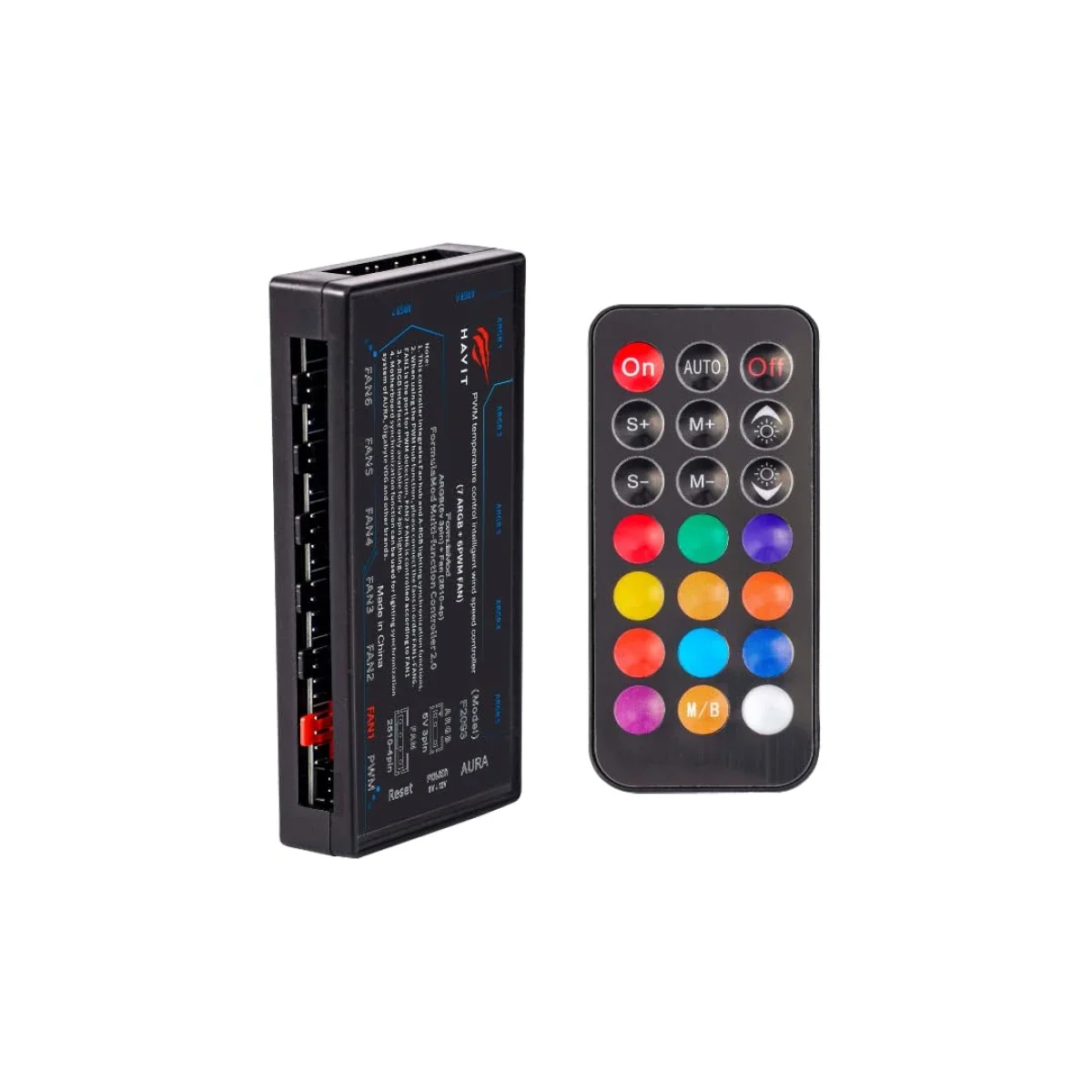 موزع التحكم بالمراوح HAVIT F2093 PWM وARGB مع ريموت