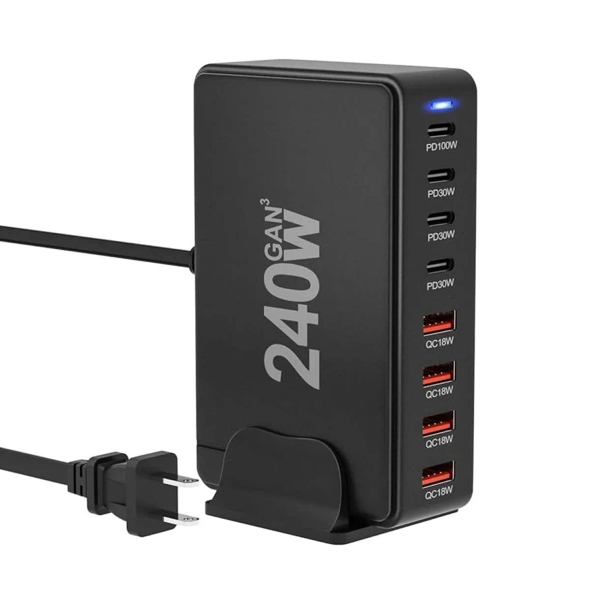 محطة شحن سريع HAING USB بقدرة 240 واط و8 منافذ مع USB-C بقدرة 100 واط
