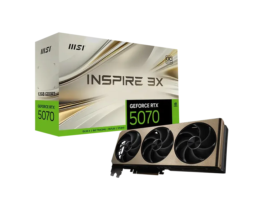 كرت شاشة MSI GeForce RTX 5070 INSPIRE 3X OC بسعة 12GB GDDR7 - Image 1