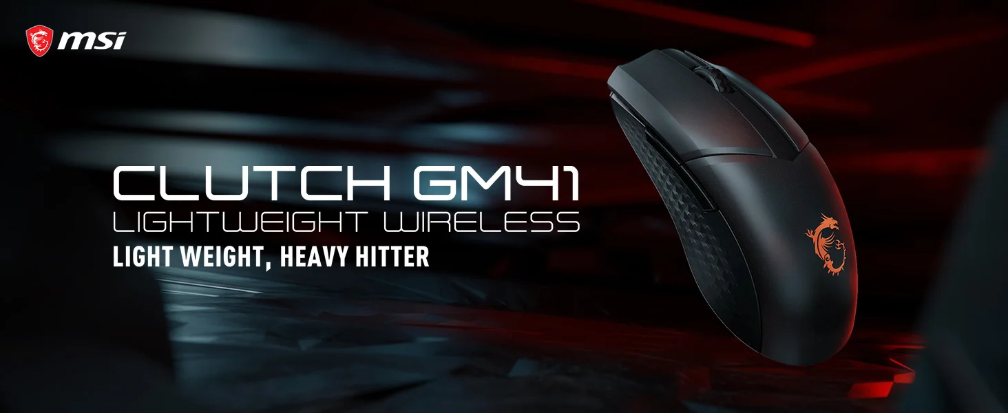 ماوس ألعاب MSI Clutch GM41 لاسلكي خفيف مع قاعدة شحن، 20000 DPI، مفاتيح Omron 60 مليون، بطارية 80 ساعة، 6 أزرار - Thumbnail 10