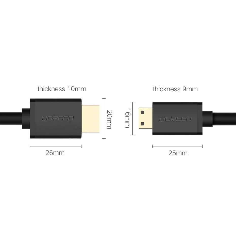 سلك Ugreen 11167 Mini HDMI إلى HDMI 2.0 بدقة 4K 60Hz بطول 1.5 متر - Image 3