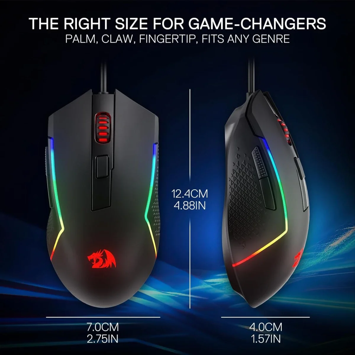 ماوس ألعاب سلكي Redragon M616 RGB بدقة 10000 DPI و6 أزرار قابلة للبرمجة - Thumbnail 3