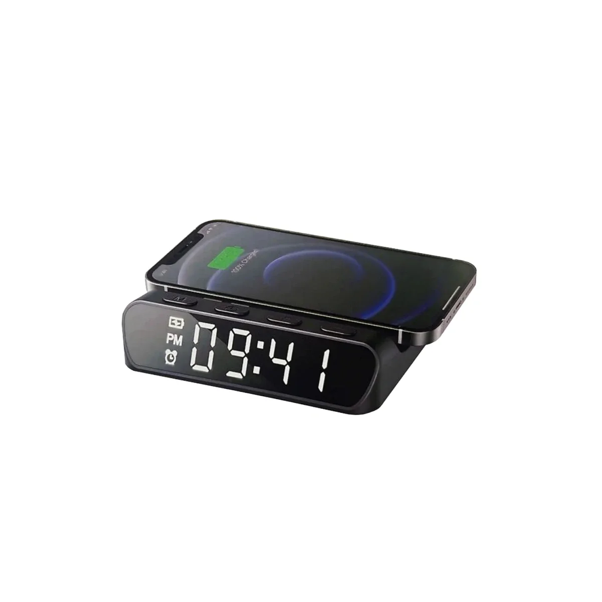 شاحن لاسلكي HAVIT W3031-BK 3 في 1 بتقنية Qi بقدرة 15 واط مع ساعة منبه - أسود