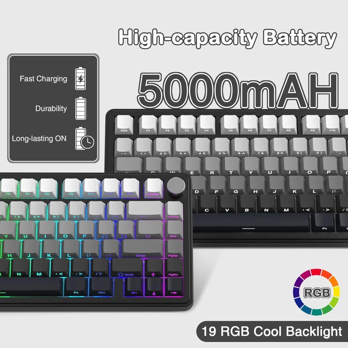 ATTACK SHARK X85 Wireless 75% Mechanical Gaming Keyboard, Gradient Black - Image 4