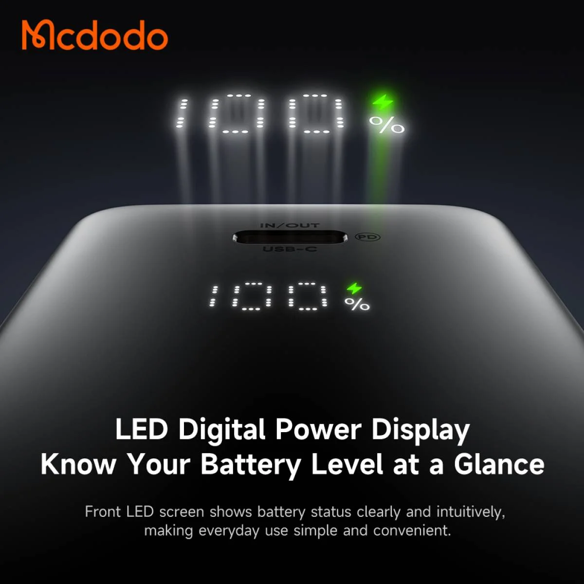 باور بانك Mcdodo 318 سعة 10000mAh بقدرة 30W 3 في 1 مع كابل قابل للسحب وقوابس قابلة للتبديل - Image 5