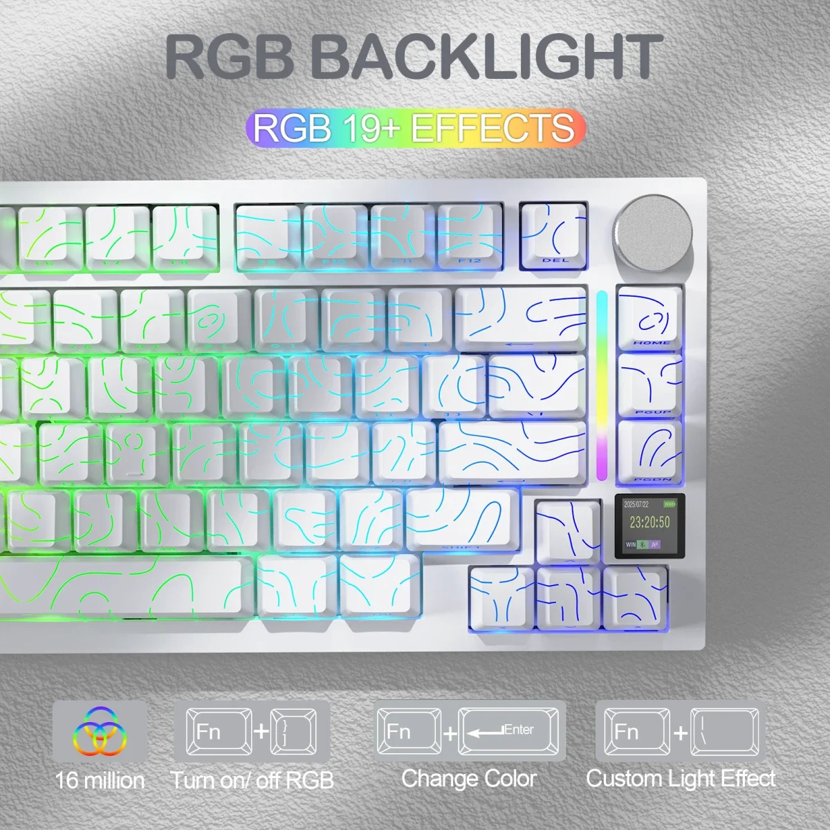 ATTACK SHARK X820 ULTRA Tri-Mode Mechanical Keyboard White Contours Gift Linear Switch - Thumbnail 7