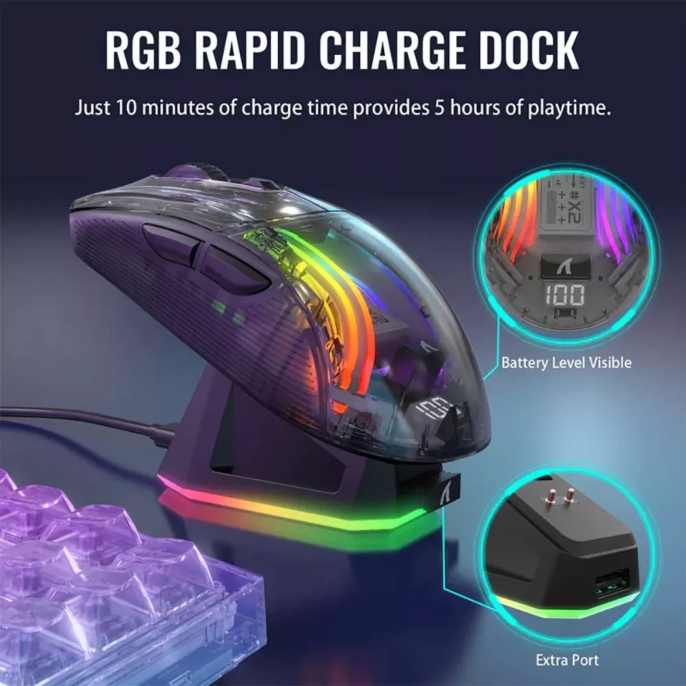 ATTACK SHARK X5 Wireless Gaming Mouse - White - Thumbnail 4