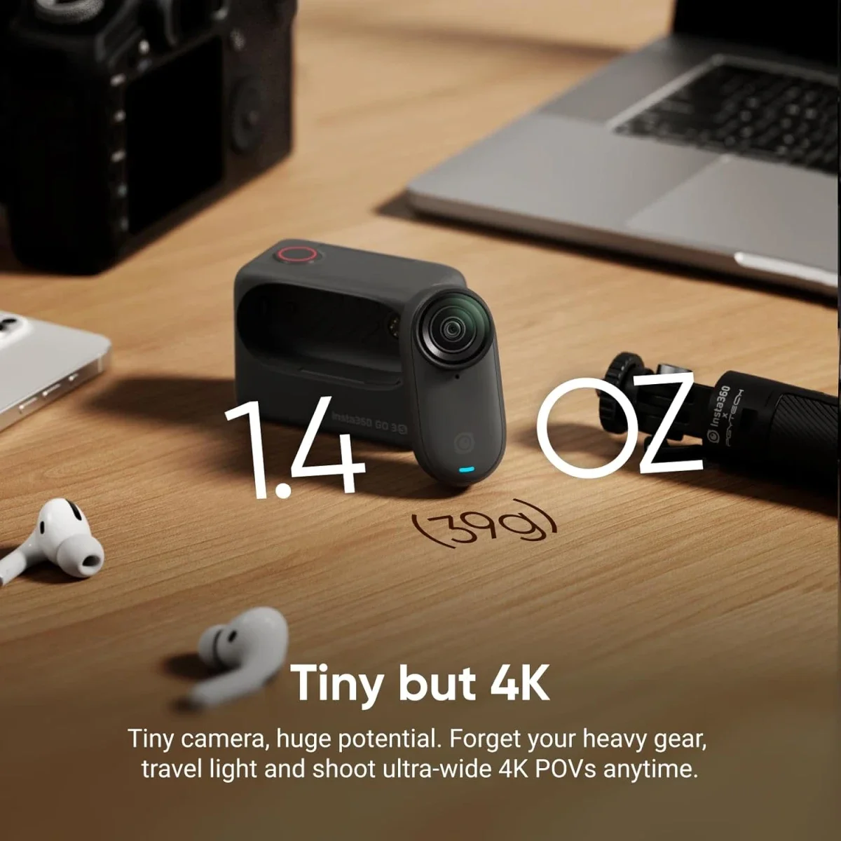كاميرا أكشن Insta360 GO 3S بدقة 4K وسعة 128GB مع Action Pod، أسود منتصف الليل - Thumbnail 3