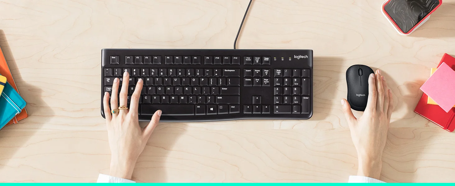 كيبورد Logitech K120 سلكي USB كامل الحجم لنظام Windows، أسود - Thumbnail 4