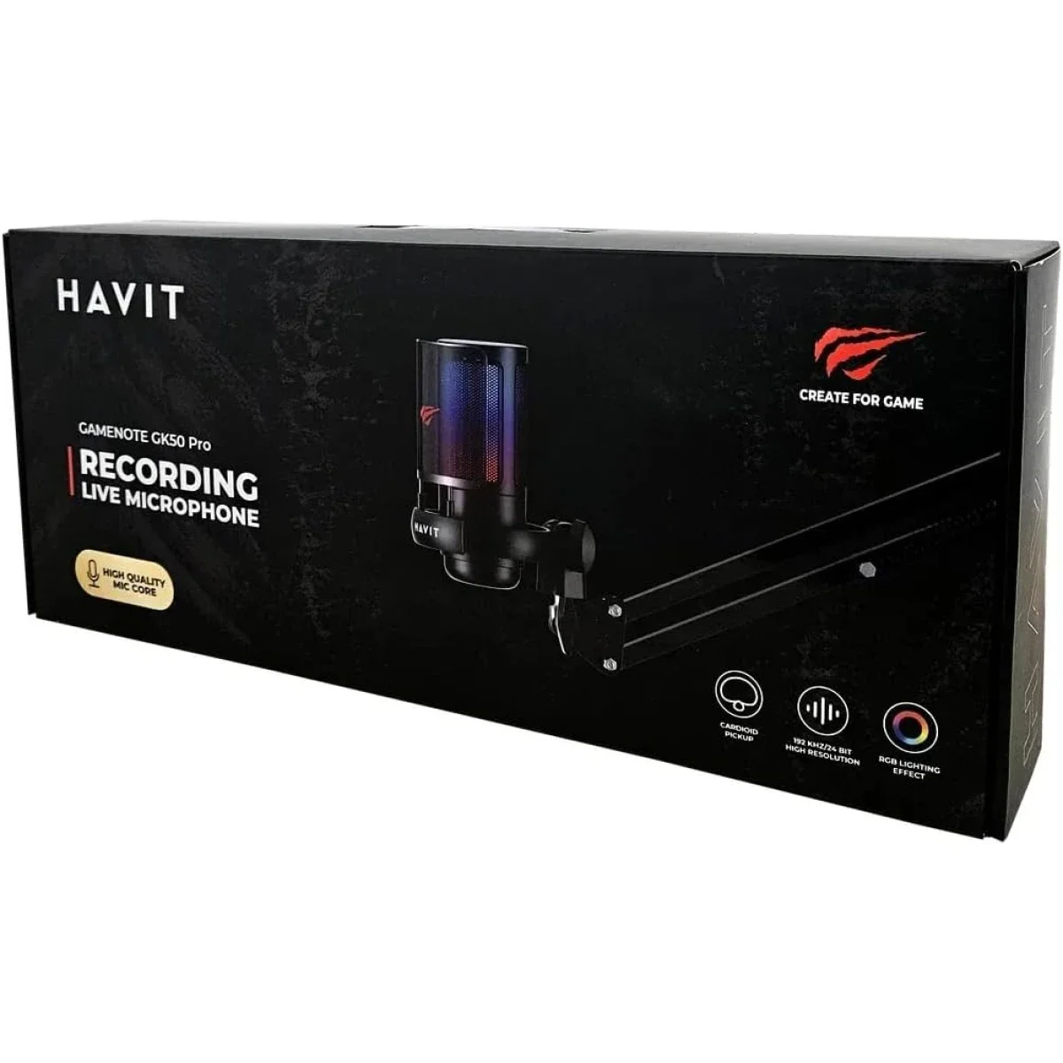 ميكروفون ألعاب HAVIT Gamenote GK50 PRO/BLK RGB - الإصدار الأسود - Thumbnail 5