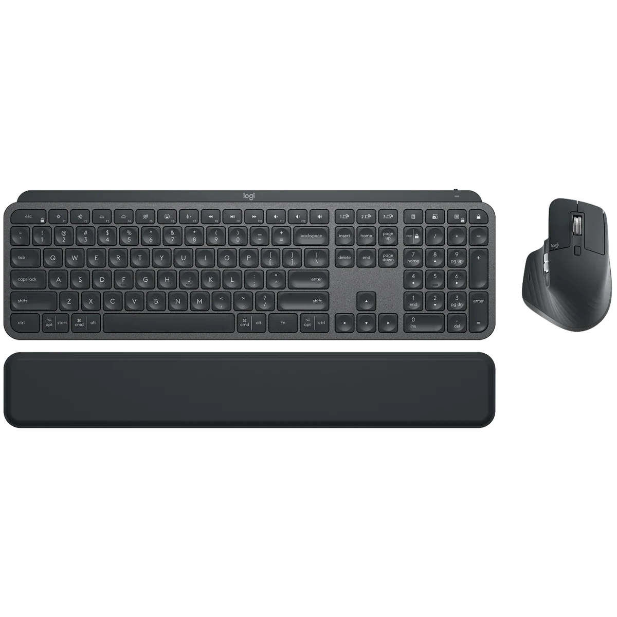 طقم كيبورد وماوس Logitech MX Keys S Combo مع MX Master 3S لاسلكي، مسند راحة، إضاءة ذكية، بلوتوث، USB-C، عربي/إنجليزي، جرافيت