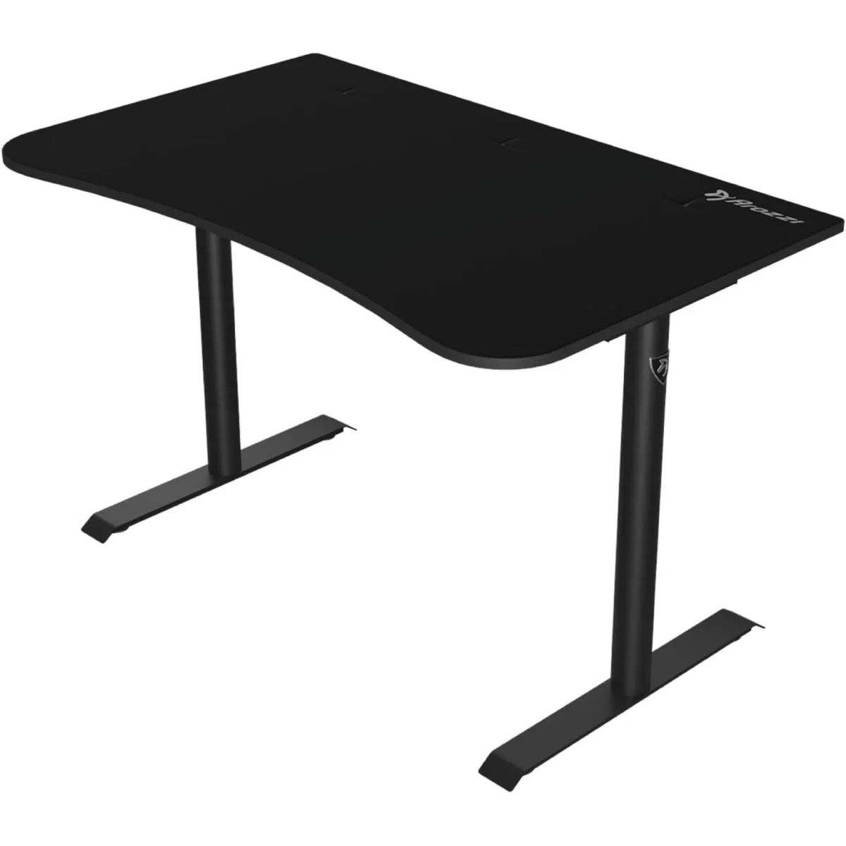 Arozzi Arena Small Curved Gaming Desk with 2 Monitor Mount Cut-Outs, Pure Black