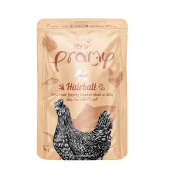 طعام رطب للقطط Pramy للعناية بالبشرة والفرو بالتونة والروبيان 70 غرام - Image 2