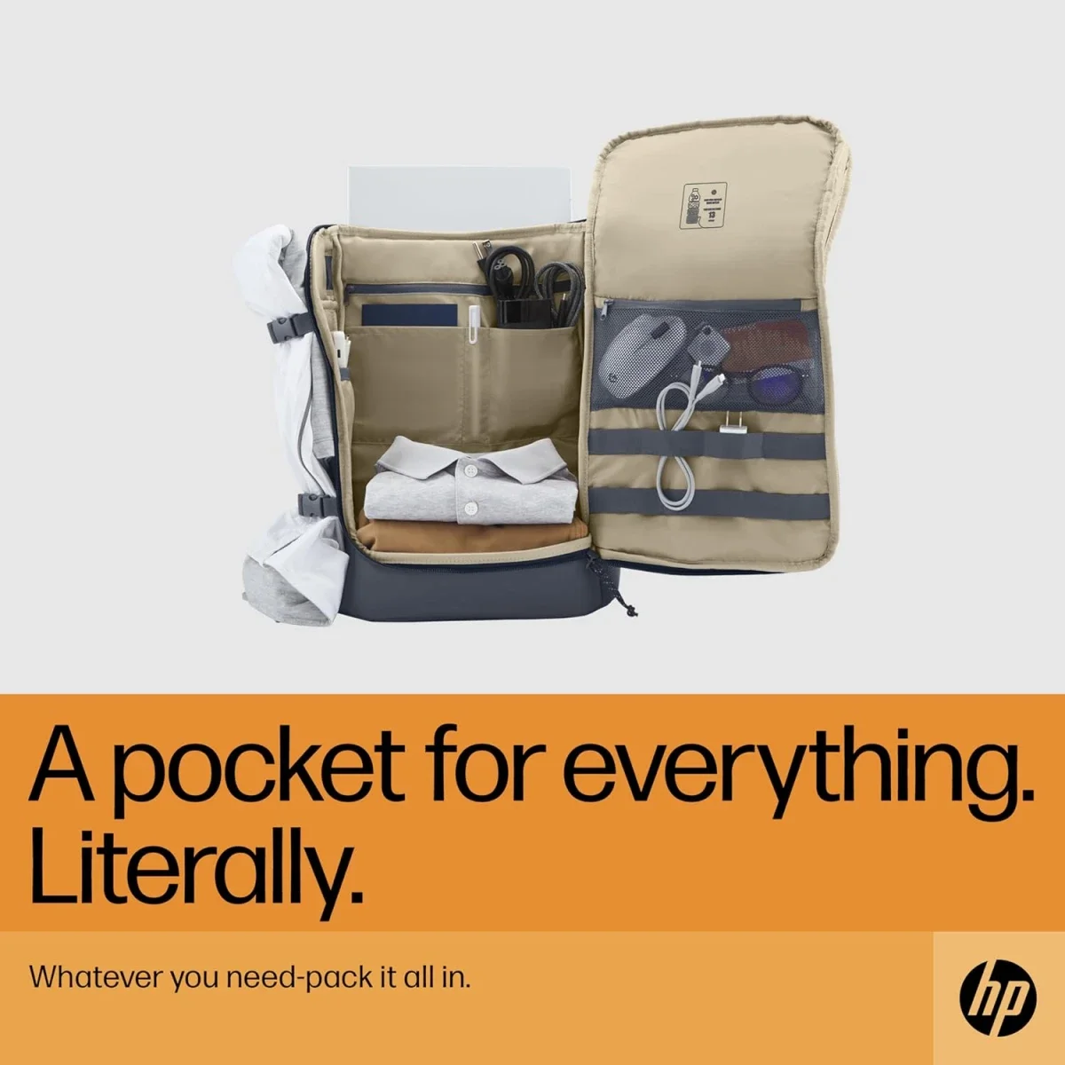 HP Travel 25L Expandable 15.6-Inch Laptop Backpack, Iron Gray - Image 4