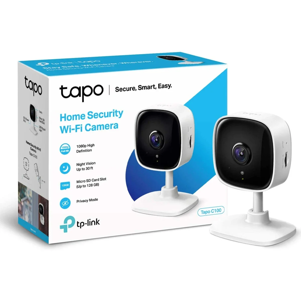 كاميرا مراقبة داخلية TP-LINK Tapo C100 بدقة 1080p مع كشف الحركة وصوت ثنائي الاتجاه ورؤية ليلية