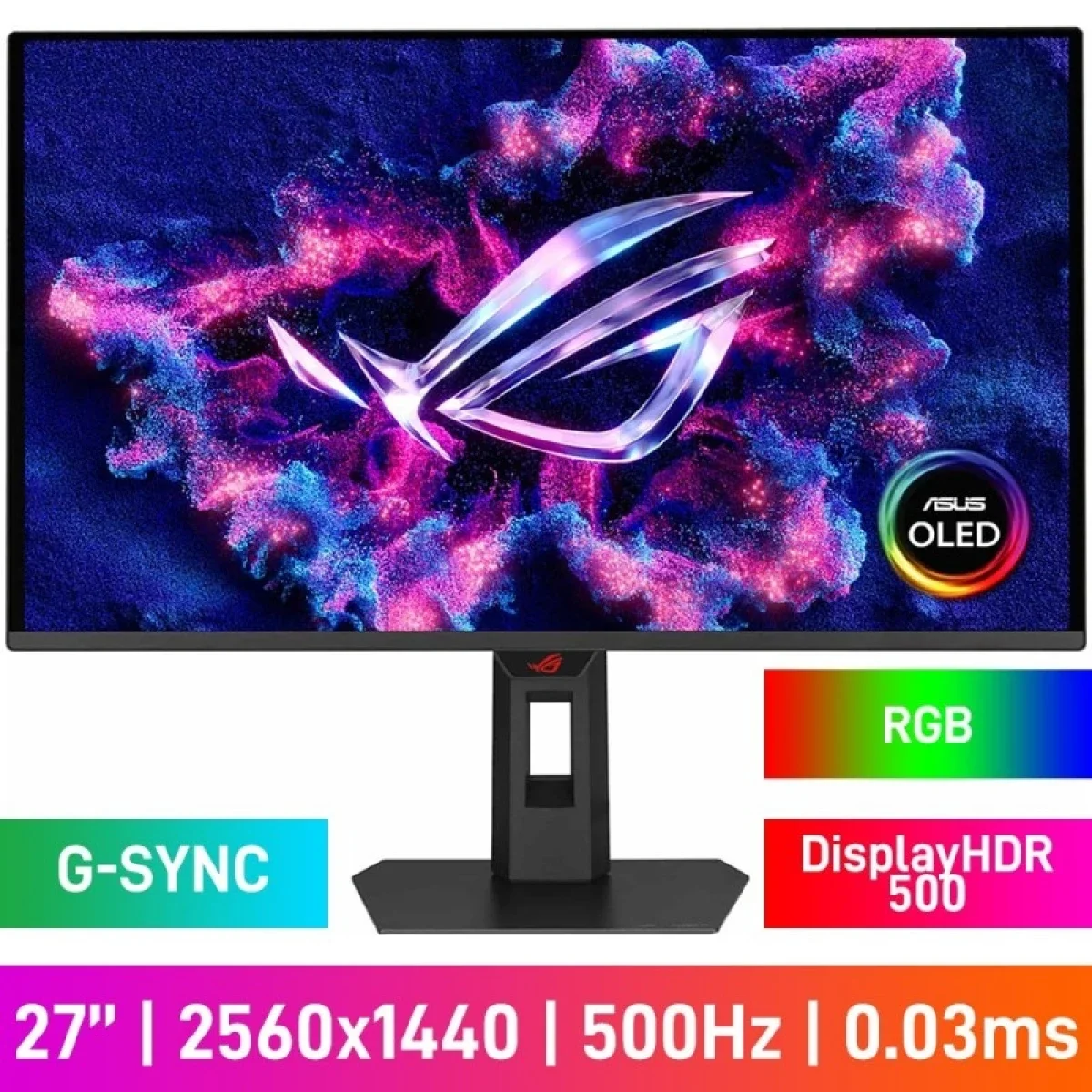 شاشة ألعاب Asus ROG Strix XG27AQDPG OLED مقاس 27 إنش QHD، 500Hz، 0.03ms، HDR500 - Thumbnail 2