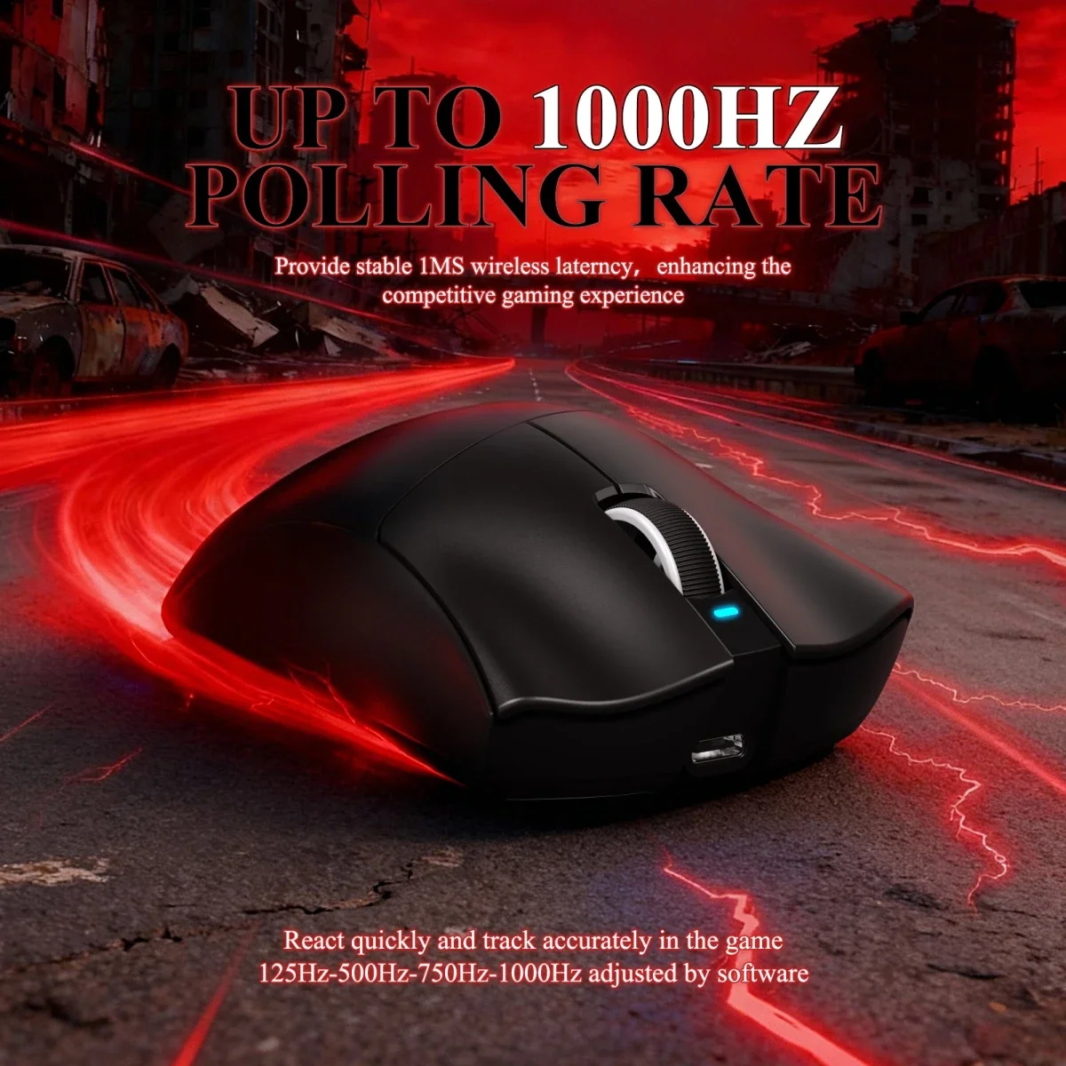ماوس ألعاب ATTACK SHARK V3 PRO لاسلكي ثلاثي الوضع أسود مع قاعدة شحن RGB - Image 5
