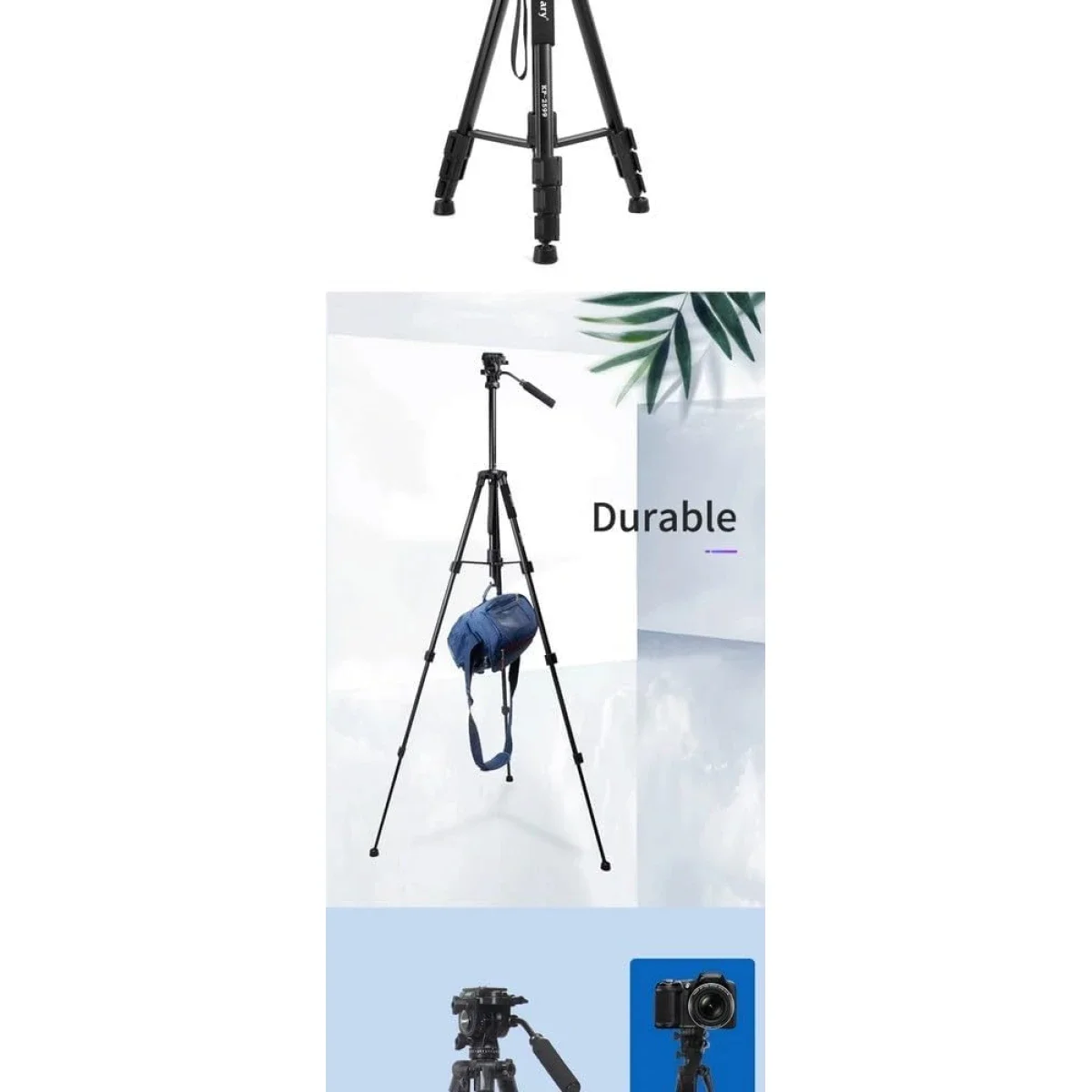 Jmary KP-2599 Professional Aluminum Tripod and Monopod for DSLR Cameras & Smartphones - Black - Thumbnail 7
